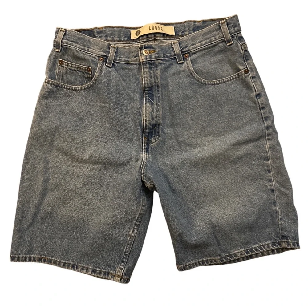 Arizona Jean Mens Loose Fit Denim Shorts Medium Wash Blue Size 36 Vintage 2001